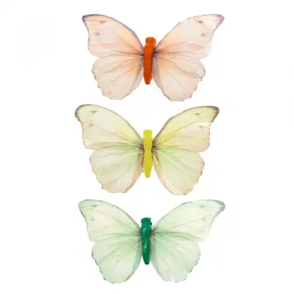 Πεταλούδες Διακοσμητικές Από Ύφασμα Με Κλιπ Στερέωσης 7x12cm Συσκευασία 3 Τεμαχίων