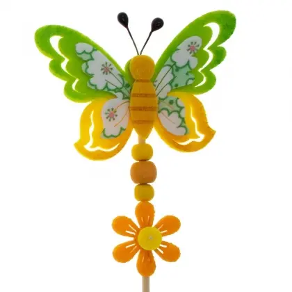 Πεταλούδες Διακοσμητικές Υφασμάτινες Με Ξύλινο Στήριγμα Σετ 6 Τεμαχίων