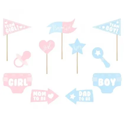 Photo Props για Gender Reveal Συσκευασία 11 τεμαχίων