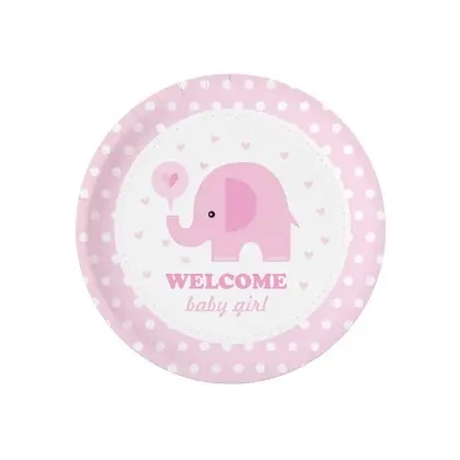 Πιάτα Χάρτινα Για Baby Shower Με Σχέδιο Ελεφαντάκι Φ18cm Συσκευασία 6 Τεμαχίων