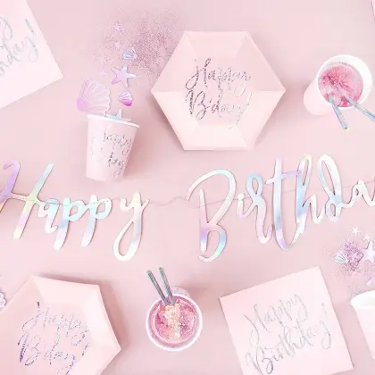 Πιάτα Χάρτινα Happy Birthday Φ20cm Συσκευασία 6 Τεμαχίων