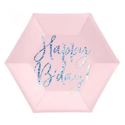 Πιάτα Χάρτινα Happy Birthday Φ20cm Συσκευασία 6 Τεμαχίων