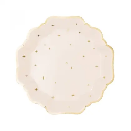 Πιάτα Χάρτινα Λευκά με Χρυσές Λεπτομέρειες Φ21cm Συσκευασία 6 Τεμαχίων