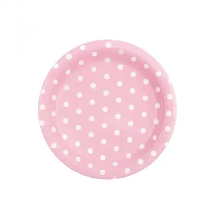 Πιάτα Χάρτινα Με Πουά Σχέδιο Φ18cm Συσκευασία 6 Τεμαχίων