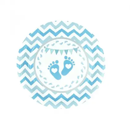 Πιάτα Χάρτινα με Σχέδιο Baby Shower Feet Φ18cm Συσκευασία 6 Τεμαχίων