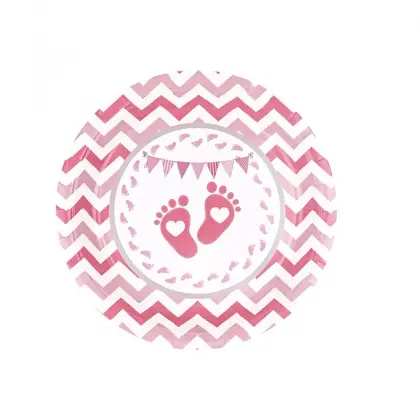 Πιάτα Χάρτινα με Σχέδιο Baby Shower Feet Φ18cm Συσκευασία 6 Τεμαχίων