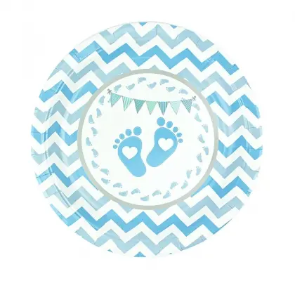 Πιάτα Χάρτινα με Σχέδιο Baby Shower Feet Φ23cm Συσκευασία 6 Τεμαχίων