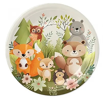 Πιάτα Xάρτινα με Σχέδιο Forest Friends Φ18cm Συσκευασία 6 Τεμαχίων