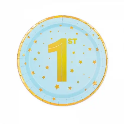 Πιάτα Χάρτινα 1st Birthday Με Χρυσά Αστέρια