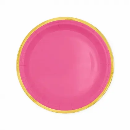 Πιάτα Χάρτινα Με Χρυσό Περίγραμμα Φ18cm Συσκευασία 6 Τεμαχίων