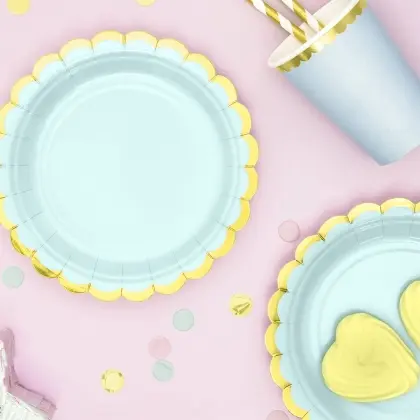 Πιάτα Χάρτινα Με Χρυσό Περίγραμμα Σύννεφο Φ18cm Συσκευασία 6 Τεμαχίων