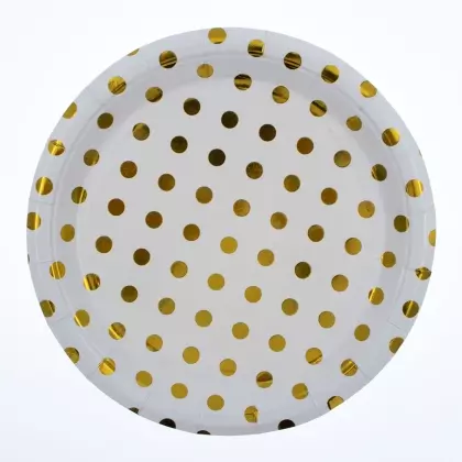 Πιάτα Χάρτινα Μίας Χρήσης Με Μεγάλα Πουά Φ18cm Συσκευασία 10 Τεμαχίων