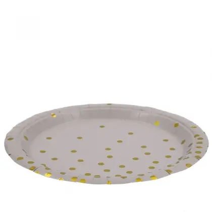 Πιάτα Χάρτινα Μίας Χρήσης Με Μικρά Πουά Φ23cm Συσκευασία 10 Τεμαχίων