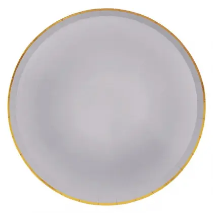 Πιάτα Χάρτινα Μίας Χρήσης Με Χρυσό Περίγραμμα Ρίγα Φ23cm Συσκευασία 10 Τεμαχίων