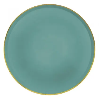 Πιάτα Χάρτινα Μίας Χρήσης Με Χρυσό Περίγραμμα Ρίγα Φ23cm Συσκευασία 10 Τεμαχίων