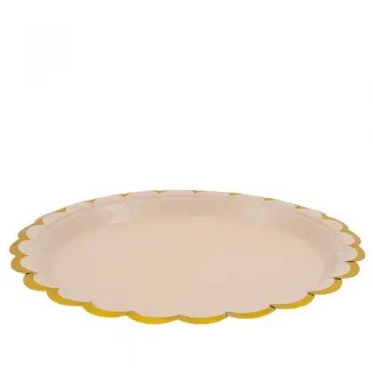 Πιάτα Χάρτινα Μίας Χρήσης Με Χρυσό Περίγραμμα Σύννεφο Φ23cm Συσκευασία 10 Τεμαχίων