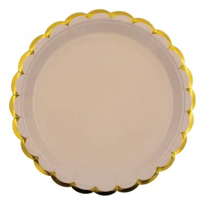 Πιάτα Χάρτινα Μίας Χρήσης Με Χρυσό Περίγραμμα Σύννεφο Φ23cm Συσκευασία 10 Τεμαχίων
