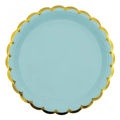 Πιάτα Χάρτινα Μίας Χρήσης Με Χρυσό Περίγραμμα Σύννεφο Φ23cm Συσκευασία 10 Τεμαχίων