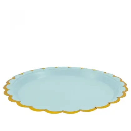 Πιάτα Χάρτινα Μίας Χρήσης Με Χρυσό Περίγραμμα Σύννεφο Φ23cm Συσκευασία 10 Τεμαχίων