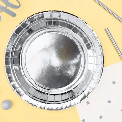 Πιάτα Χάρτινα Μίας Χρήσης Μεταλιζέ Φ18cm Συσκευασία 6 Τεμαχίων