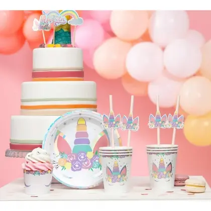 Πιάτα Χάρτινα Με Σχέδιο Unicorn Φ18cm Συσκευασία 6 Τεμαχίων