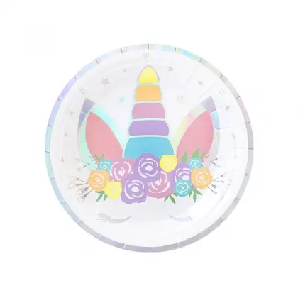 Πιάτα Χάρτινα Με Σχέδιο Unicorn Φ18cm Συσκευασία 6 Τεμαχίων