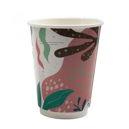 Ποτήρι Χάρτινο 14oz Διπλότοιχο Με Σχέδιο “Coffee Time” Πράσινο Συσκευασία 25 Τεμαχίων