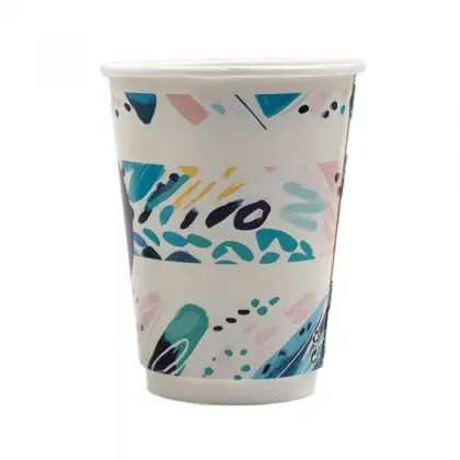 Ποτήρι Χάρτινο 14oz Διπλότοιχο Με Σχέδιο “Coffee Time” Μπλέ Συσκευασία 25 Τεμαχίων