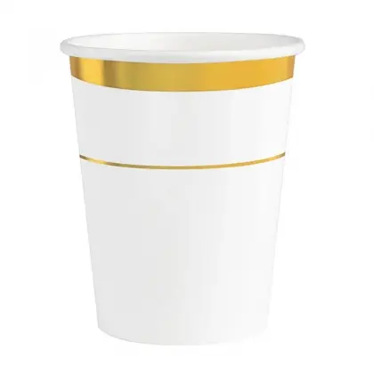 Ποτήρια Χάρτινα Elegant Με Χρυσές Λεπτομέρειες 270ml Συσκευασία 6 Τεμαχίων