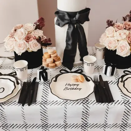 Ποτήρια Χάρτινα Λευκά με Σχέδιο Κορδέλα 220ml Συσκευασία 6 τεμαχίων