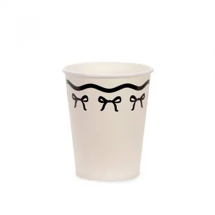 Ποτήρια Χάρτινα Λευκά με Σχέδιο Κορδέλα 220ml Συσκευασία 6 τεμαχίων
