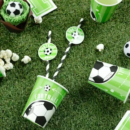 Ποτήρια Χάρτινα με Σχέδιο Football 220ml Συσκευασία 6 Τεμαχίων