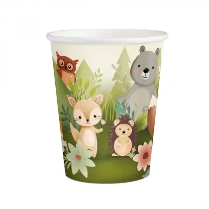 Ποτήρια Χάρτινα με Σχέδιο Forest Friends 220ml Συσκευασία 6 Τεμαχίων