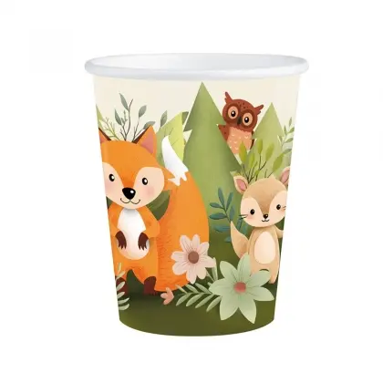 Ποτήρια Χάρτινα με Σχέδιο Forest Friends 220ml Συσκευασία 6 Τεμαχίων