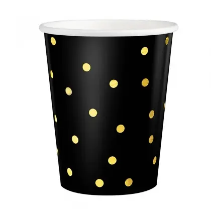 Ποτήρια Χάρτινα Με Χρυσά Πουά 220ml Συσκευασία 6 Τεμαχίων