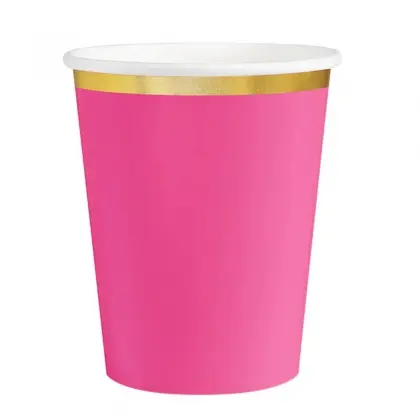 Ποτήρια Χάρτινα Με Χρυσό Περίγραμμα 220ml Συσκευασία 6 Τεμαχίων