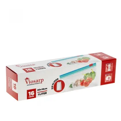 Σακουλάκια Τροφίμων Με Αεροστεγές Κλείσιμο Με Zip Slider 20x18cm Συσκευασία 16 Τεμαχίων