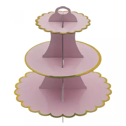 Stand Για Γλυκά Από Χαρτόνι Τριώροφο Φ30x30cm