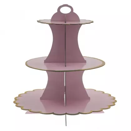 Stand Για Γλυκά Από Χαρτόνι Τριώροφο Φ30x30cm