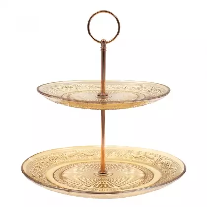 Stand Για Γλυκά Διώροφο Γυάλινο Φ23x24cm