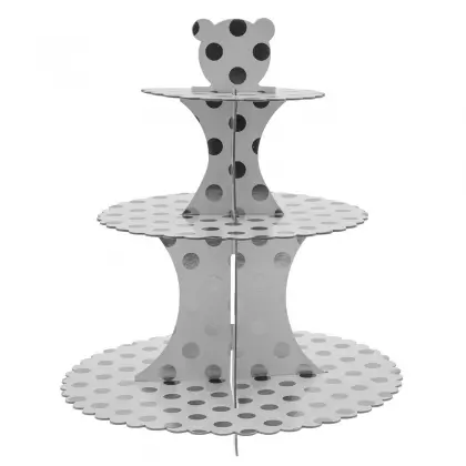Stand Για Γλυκά Πουά Από Χαρτόνι Τριώροφο Φ30x35cm