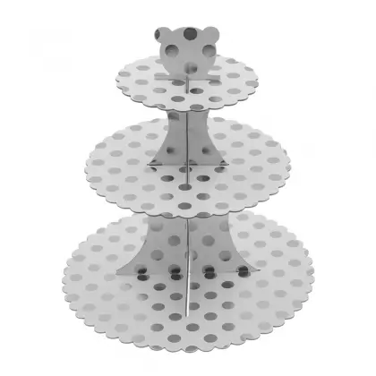 Stand Για Γλυκά Πουά Από Χαρτόνι Τριώροφο Φ30x35cm