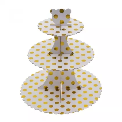 Stand Για Γλυκά Πουά Από Χαρτόνι Τριώροφο Φ30x35cm