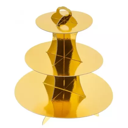 Stand Για Γλυκά Από Χαρτόνι Τριώροφο Φ30x32cm