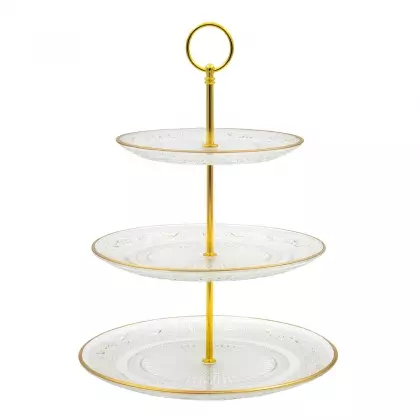 Stand Για Γλυκά Τριώροφο Γυάλινο Φ25x34cm
