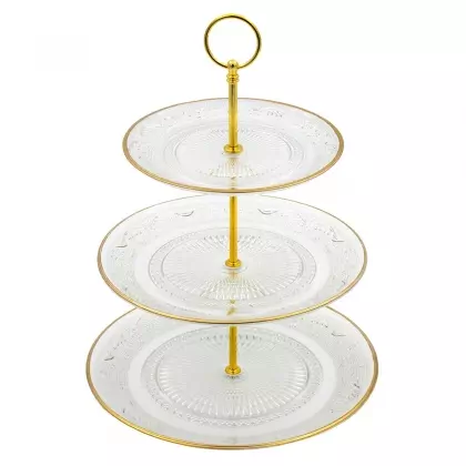 Stand Για Γλυκά Τριώροφο Γυάλινο Φ25x34cm