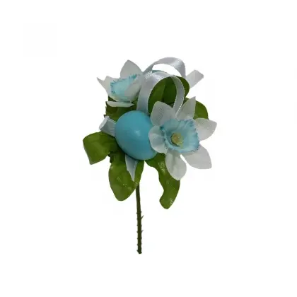 Σύνθεση Μπουτονιέρα με Πασχαλινά Αυγά και Λουλούδια Σετ 2 τεμαχίων