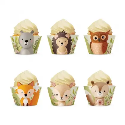 Θήκη Διακοσμητική Για Cupcakes Χάρτινη Forest Friends Συσκευασία 6 Τεμαχίων