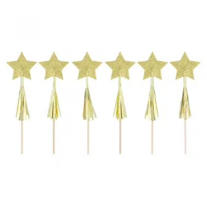 Toppers Χρυσά Αστέρια Συσκευασία 6 Τεμαχίων