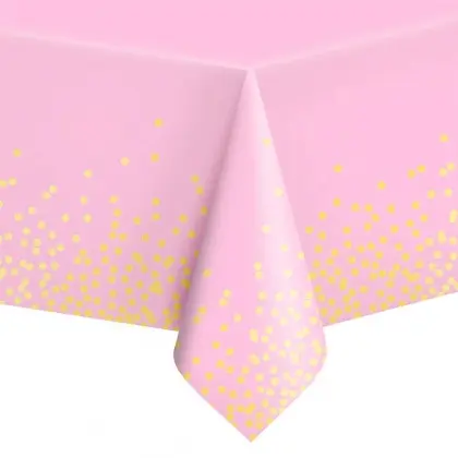 Τραπεζομάντηλο Πλαστικό Με Χρυσά Πουά 137x274cm